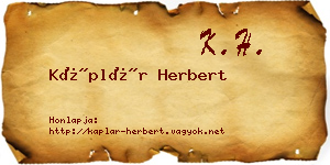 Káplár Herbert névjegykártya